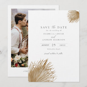 Invitation Bohème Pampas Grass Photo Enregistrer La Date