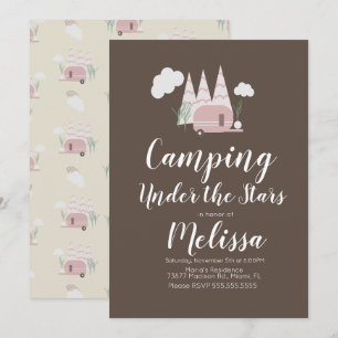 Invitation bohème pour une soirée camping au feu d