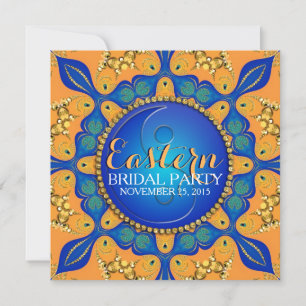 Invitation Bohême Royal Blue Gold Orange Fête des mariées