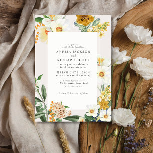 Invitation Bohème rustique Fleur sauvage jardin fleuri mariag