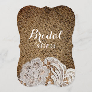 Invitation bohème rustique pays occidental burlap et dentelle