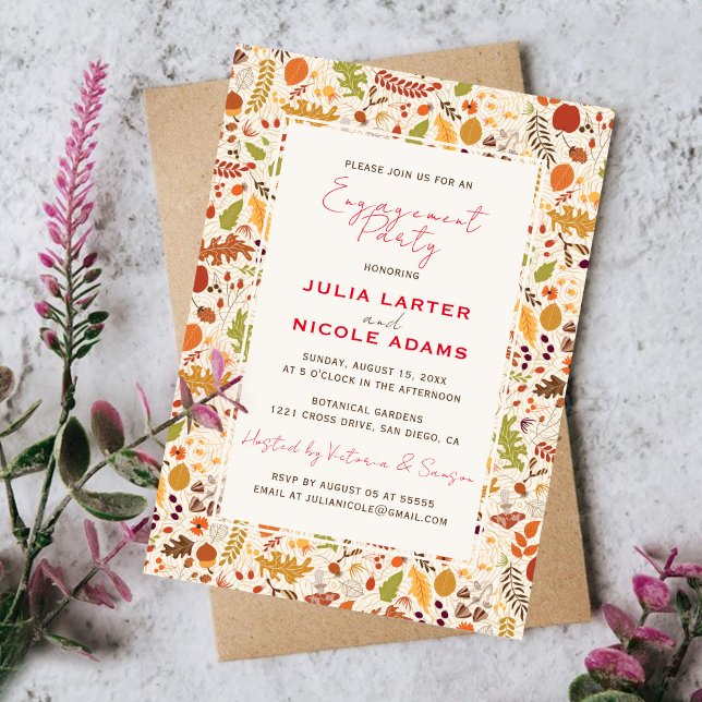 Invitation Bohème Séché Rustique Automne Automne Partie d'Eng (Créateur téléchargé)