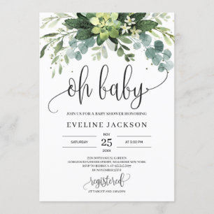Invitation Bohème succulent feuille floral oh baby shower