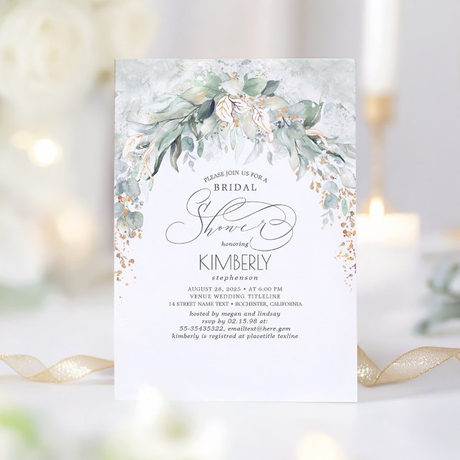 Invitation Bohème verdure Fête des mariées d'été romantique (Elegant Greenery Bridal Shower Invitation)