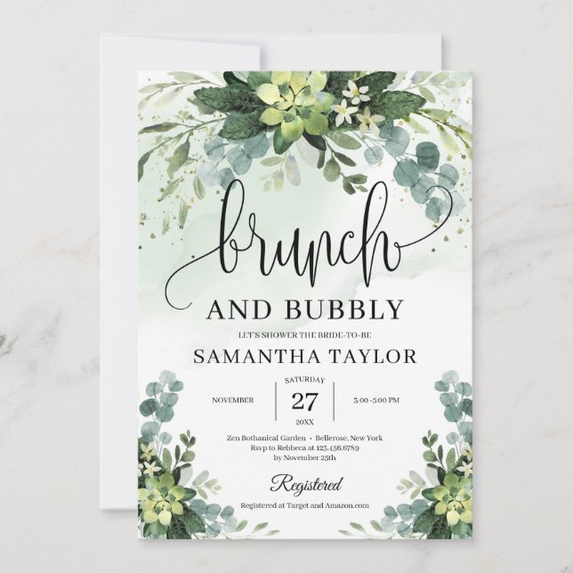 Invitation Bohème verdure succulent brunch et bubby (Devant)