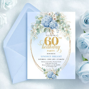 Invitation Bohemian bleu clair Floral 60e Annivers