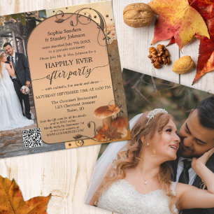 Invitation Bohemian Fall QR Code Photo Après Mariage