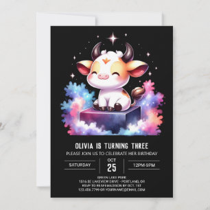 Invitation Bohemian Kids Cow Anniversaire