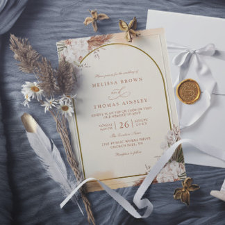 Invitation Bohemian Luxury Elegant Modern QR Code Wedding