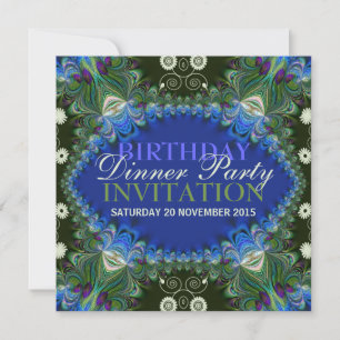 Invitation Bohemian Peacock lacy décor Anniversaire Dîner