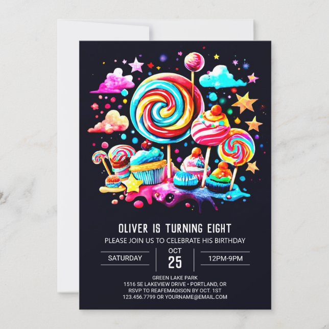 Invitation Bohemian Sweet Candyland Anniversaire (Devant)