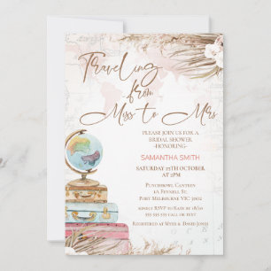 Invitation Bohemian Traveling Miss à Mme Fête des mariées