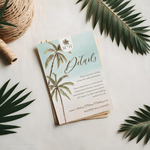 Invitation Bohemian Tropical Palm Trees Mariage Détails du cl
