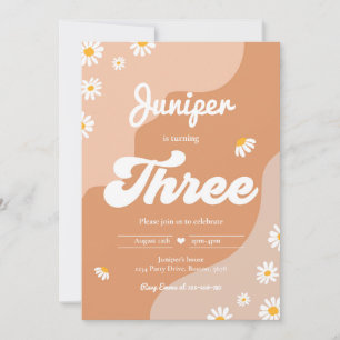 Invitation Boho 3e anniversaire Daisy Floral Super 70's Party