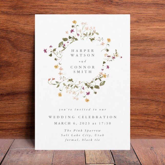 Invitation Boho Abondance Fleur sauvage séché Mariage Pampas (Créateur téléchargé)