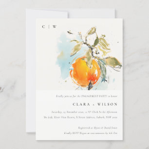 Invitation Boho Abstrait Sketchy Orange Garden Fiançailles