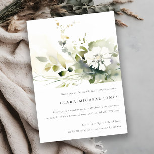 Invitation Boho Abstrait vert blanc Fête des mariées florale