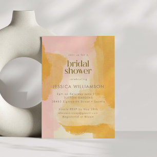 Invitation Boho Abstraite aquarelle rose Fête des mariées jau
