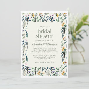 Invitation Boho Aesthétique Aquarelle Fleur sauvage Fête des