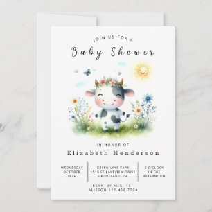 Invitation Boho Animal Fun Baby shower Vache