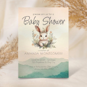 Invitation Boho animaux Baby shower botanique de lapin mignon