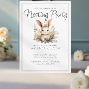 Invitation Boho animaux mignon lapin botanique Nesting Party