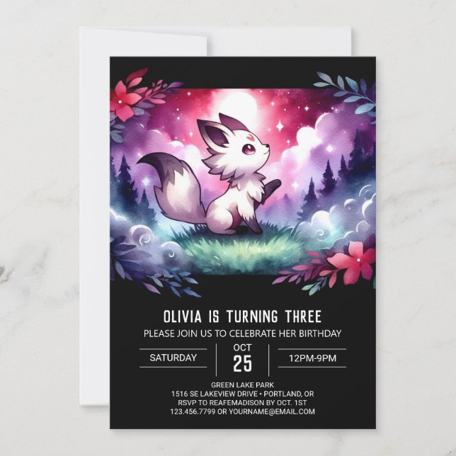 Invitation Boho Anniversaire de loup personnalisé (Devant)