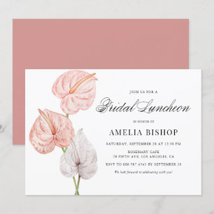 Invitation Boho Anthuriums rose Tropical Bridal Luncheon