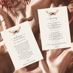 Invitation Boho Antlers Mariage Bienvenue Lettre Itinéraire C