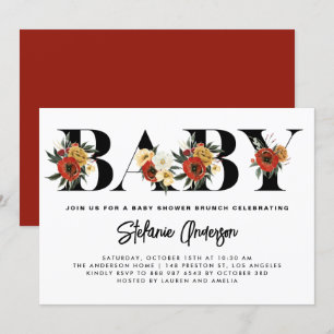 Invitation Boho Aquarelle Anémonique Botanique Automne Bébé B