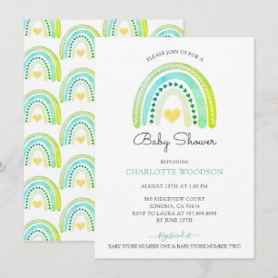 Invitation Boho Aquarelle arc-en-ciel Baby Boy Douche