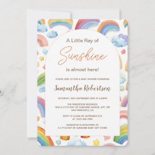 Invitation Boho Aquarelle arc-en-ciel Baby shower neutre genr
