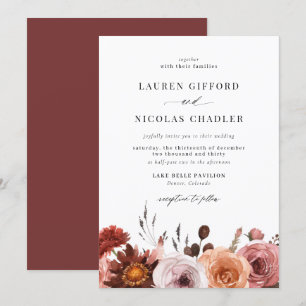 Invitation Boho Aquarelle Automne Fleur Garland Mariage de au