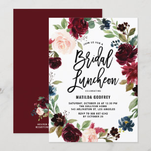 Invitation Boho Aquarelle Automne Floral Bridal Luncheon