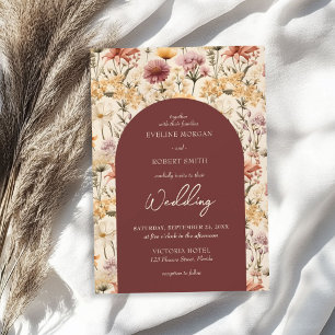 Invitation Boho aquarelle chute fleurs sauvages