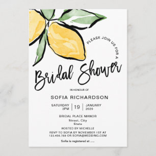 Invitation Boho Aquarelle Citron Citrus Verdure été
