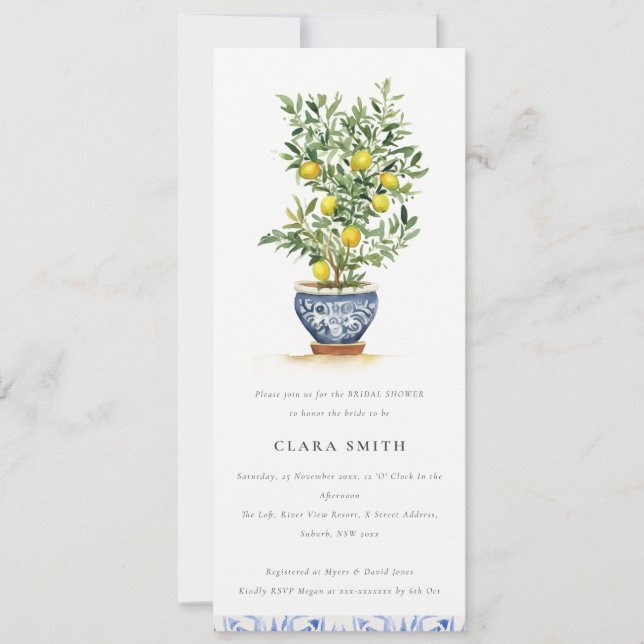 Invitation Boho Aquarelle Citron jaune Fête des mariées (Devant)