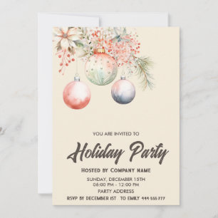 Invitation Boho aquarelle compagnie d'ornement fête de Noël