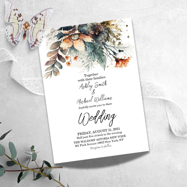 Invitation Boho Aquarelle Floral Fleur sauvage Mariage (Créateur téléchargé)