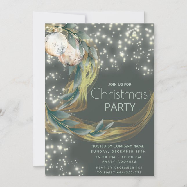 Invitation Boho aquarelle hiver verdure moderne Noël (Devant)