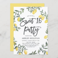 Boho Aquarelle Lemon Wreath Sweet 16 Party
