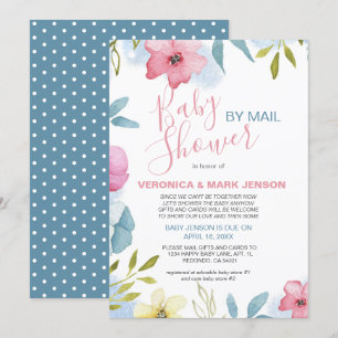 Invitation Boho Aquarelle rose Baby shower Floral Par Courrie
