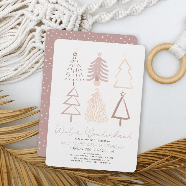 Invitation Boho Arbres de Noël Hiver Onederland Anniversaire (Créateur téléchargé)