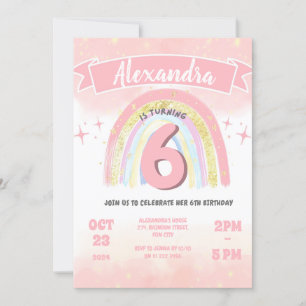 Invitation Boho Arc-en-ciel 6e n'importe quelle Parties scint
