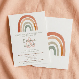 Invitation Boho arc-en-ciel neutre tons doux mariage