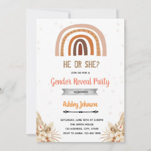 Invitation Boho arc-en-ciel révèle le sexe