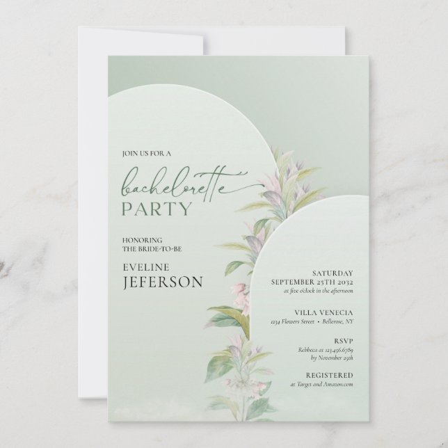 Invitation Boho arc eucalyptus verdure fleurs rousses rustiqu (Devant)