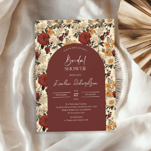 Invitation Boho arceau couleur crème rouge jaune fleur sauvag