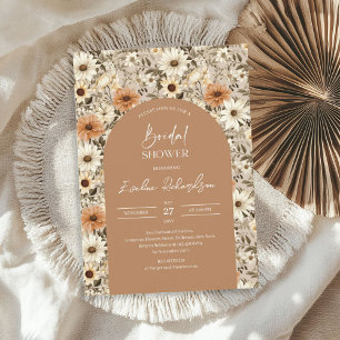 Invitation Boho arch aquarelle couleurs neutres fleurs sauvag
