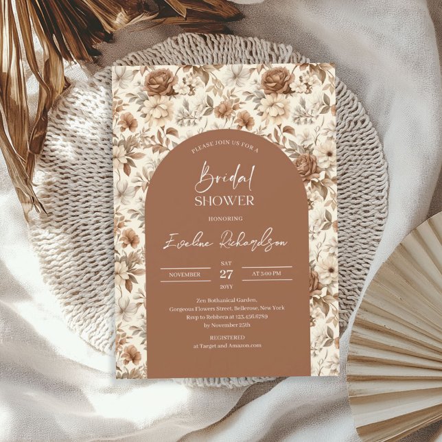 Invitation Boho arch aquarelle couleurs neutres fleurs sauvag (Boho arch watercolor neutral colors wildflowers invitation)